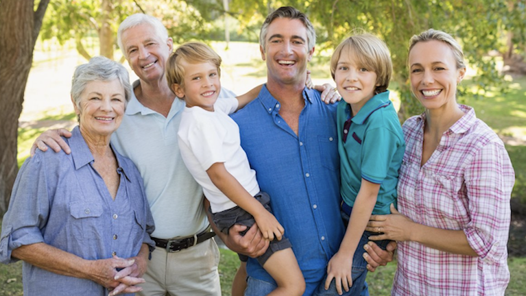 multigenerational family smiling